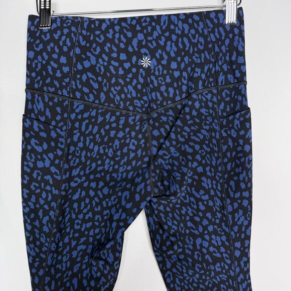 Athleta Small S Blue Black Salutation Stash Pocket II Printed 7/8 Tight Leopard - Picture 6 of 12